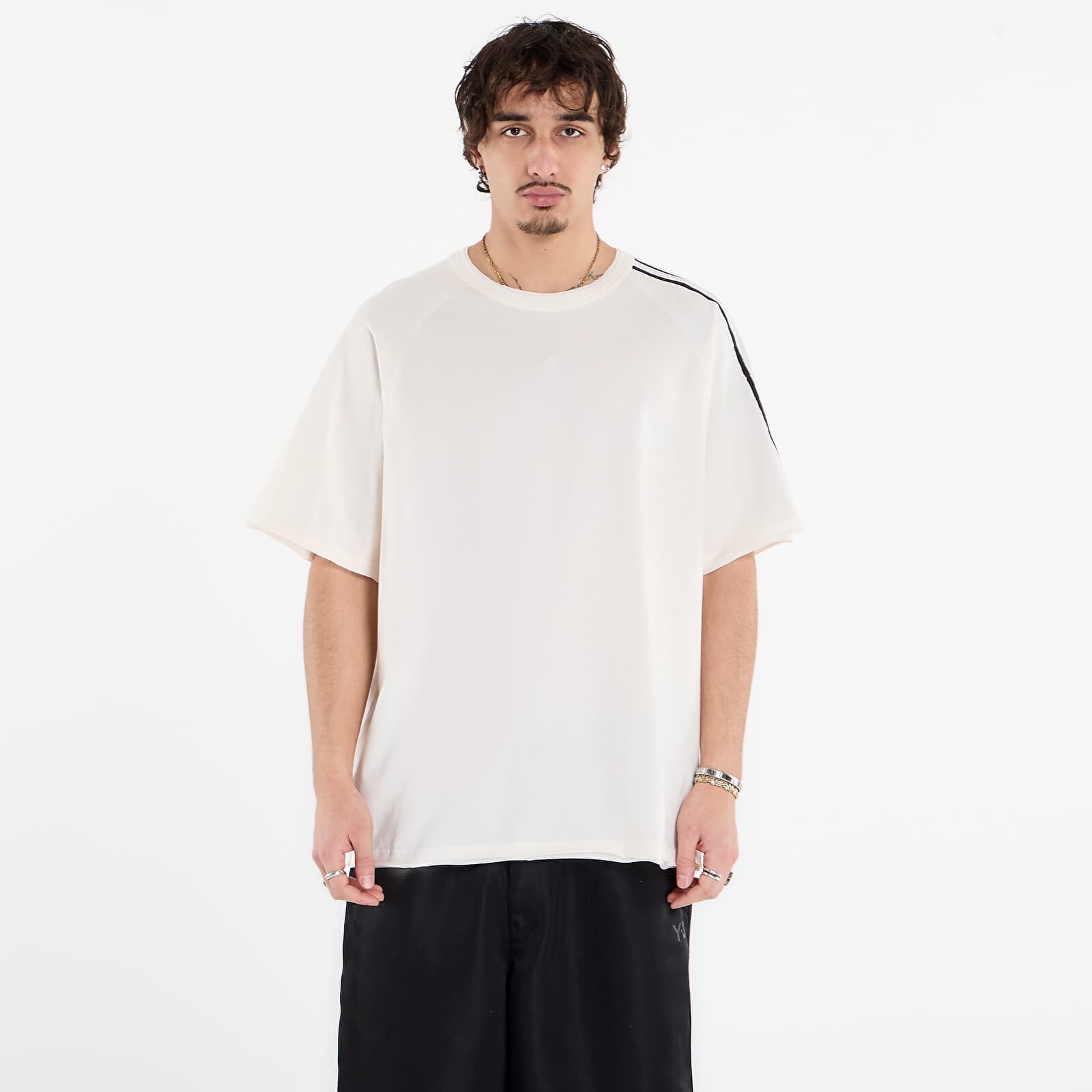 Tričko Y-3 Raw Edge 3 Stripes Short Sleeve T-Shirt Chalk White XS