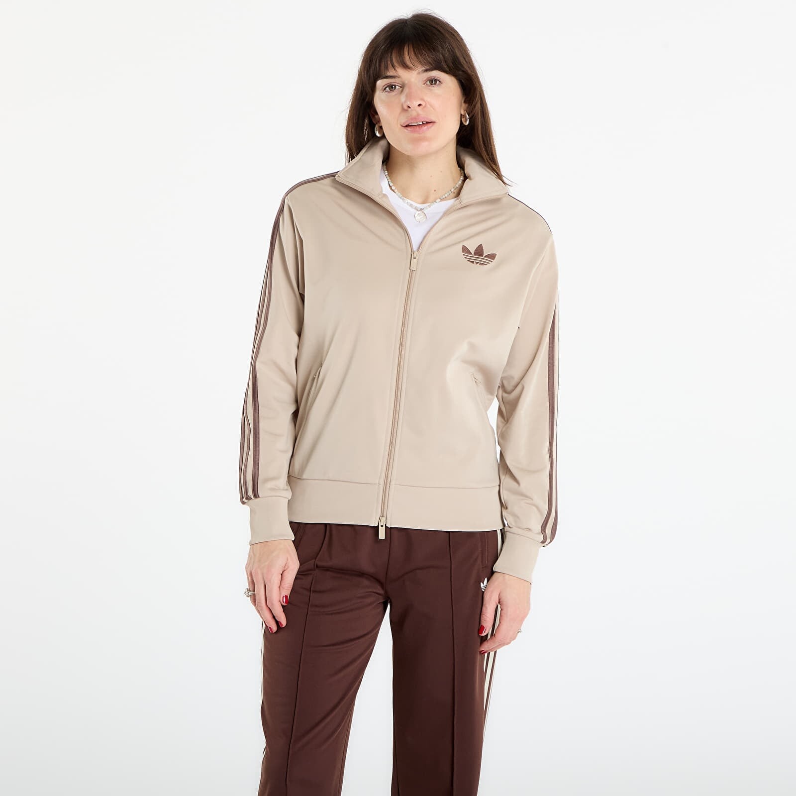 Mikina adidas Firebird Track Top Loose Stone Khaki/ White S