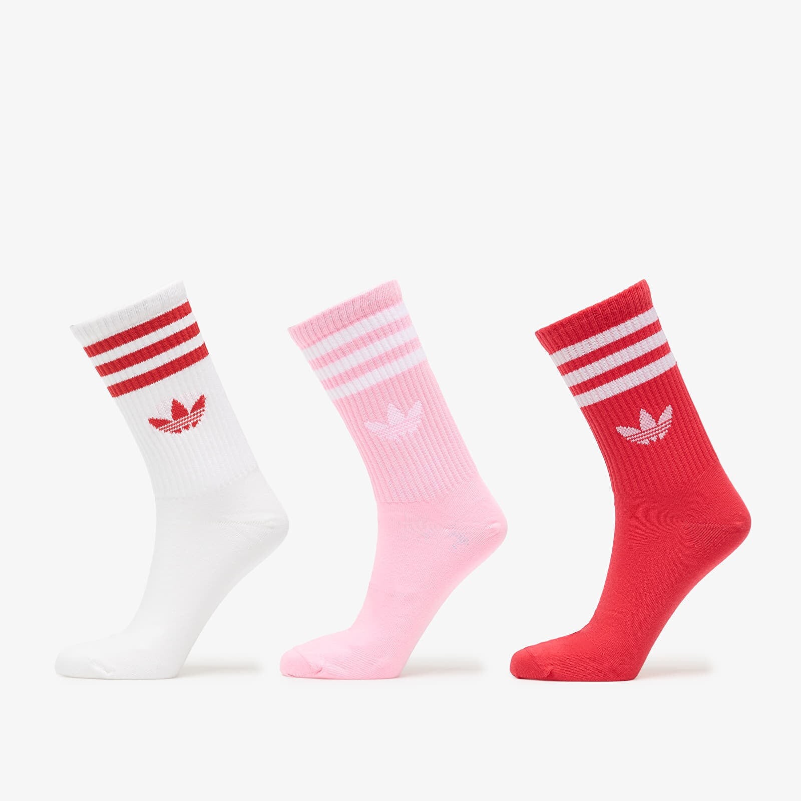 Ponožky adidas 3S Crew Socks 3-Pack True Pink/ Active Pink/ White M