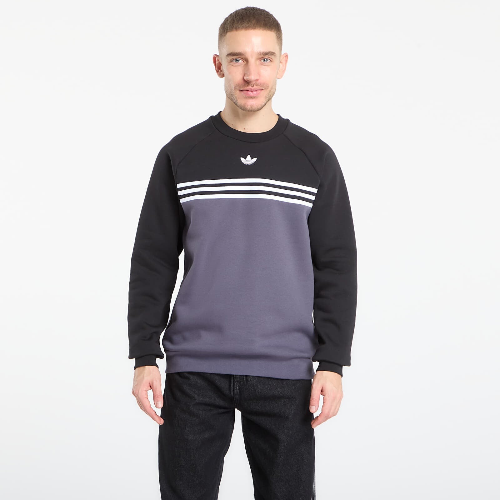 Mikina adidas Chest Stripes Crewneck Sweatshirt Aurora Onix/ White M