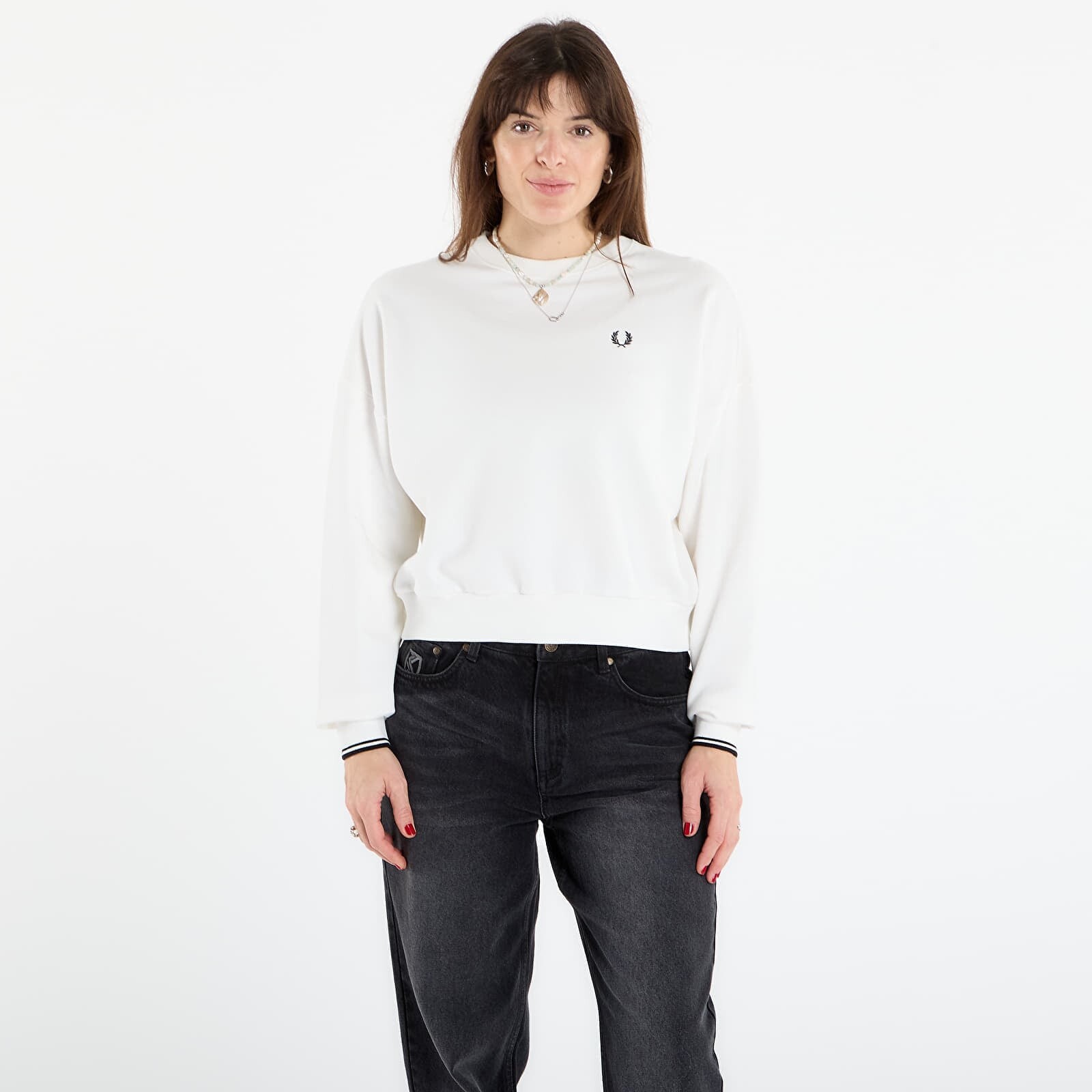 Mikina FRED PERRY Tipped Sweatshirt Snow White 34
