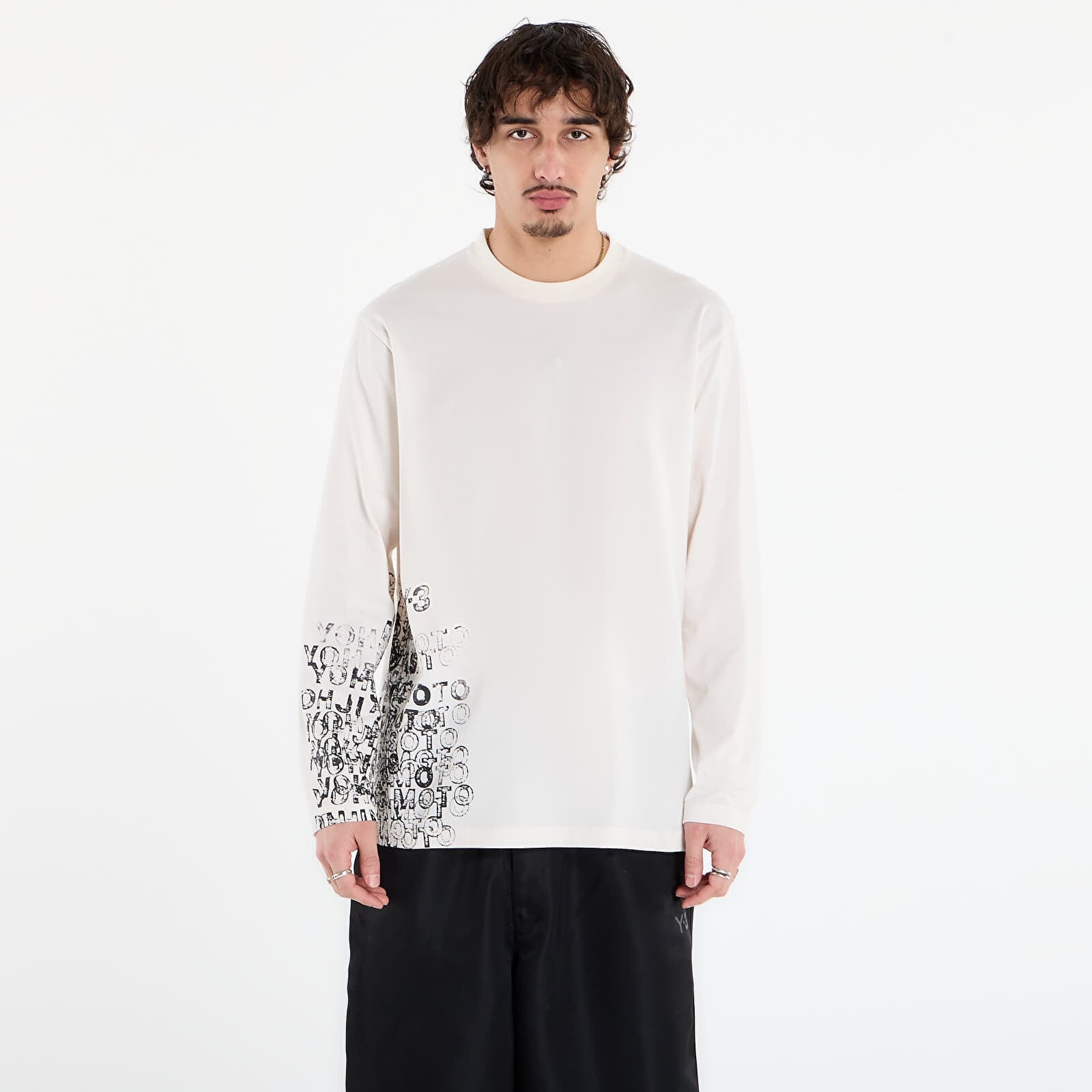 Tričko Y-3 Gfx Long Sleeve T-Shirt Chalk White XS