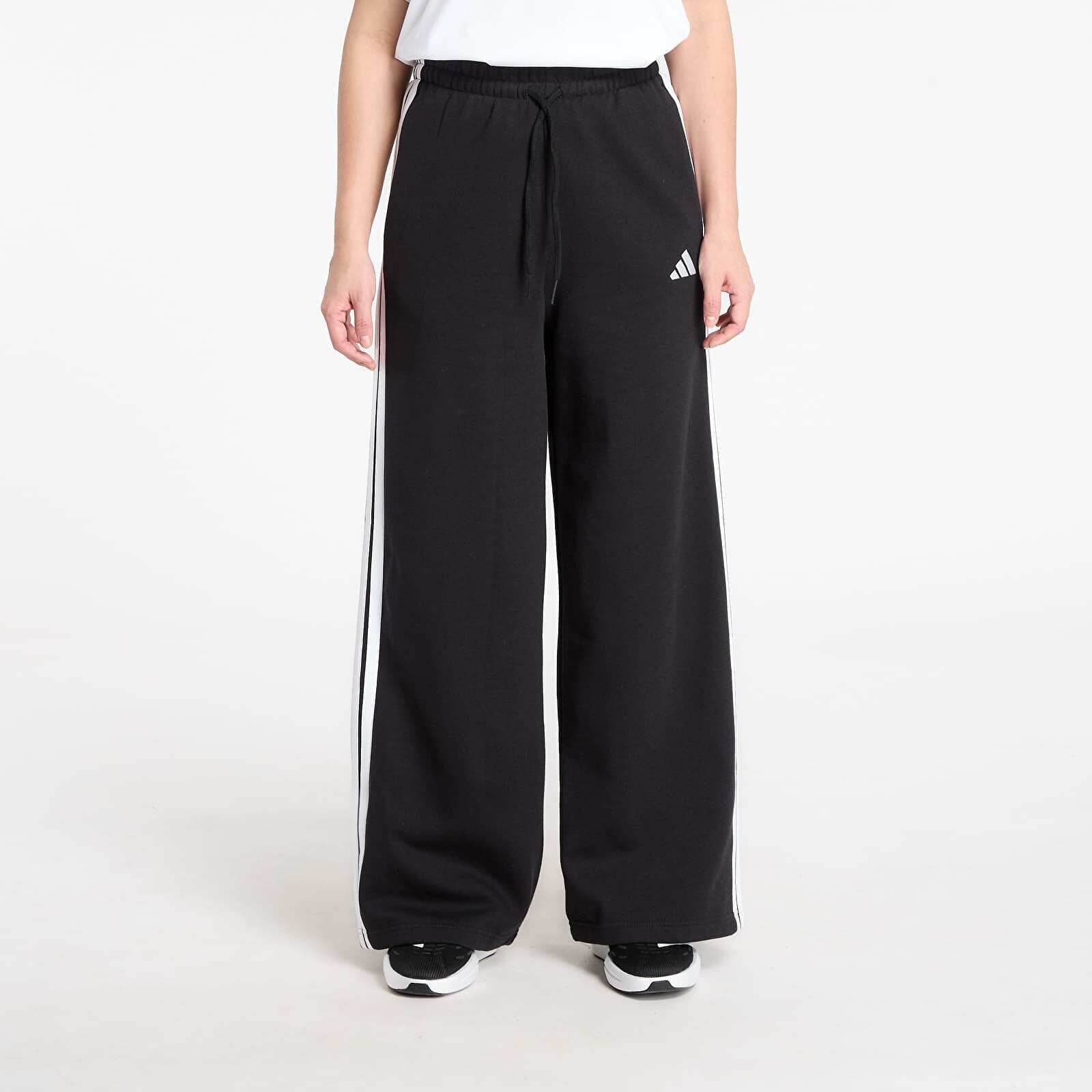 Tepláky adidas 3-Stripes Fleece Wide Pant Black S