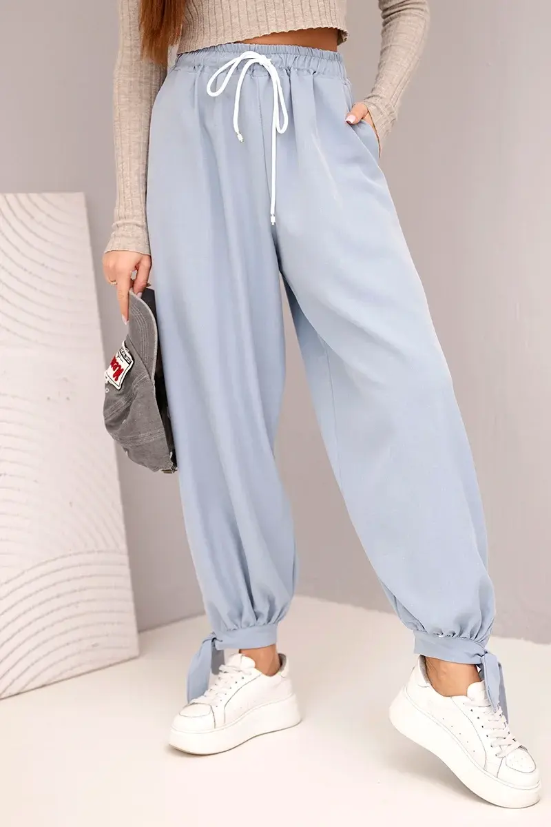 Dámske široké nohavice s viazaním