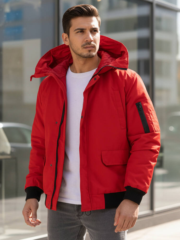 Červená zimná bunda pre mužov