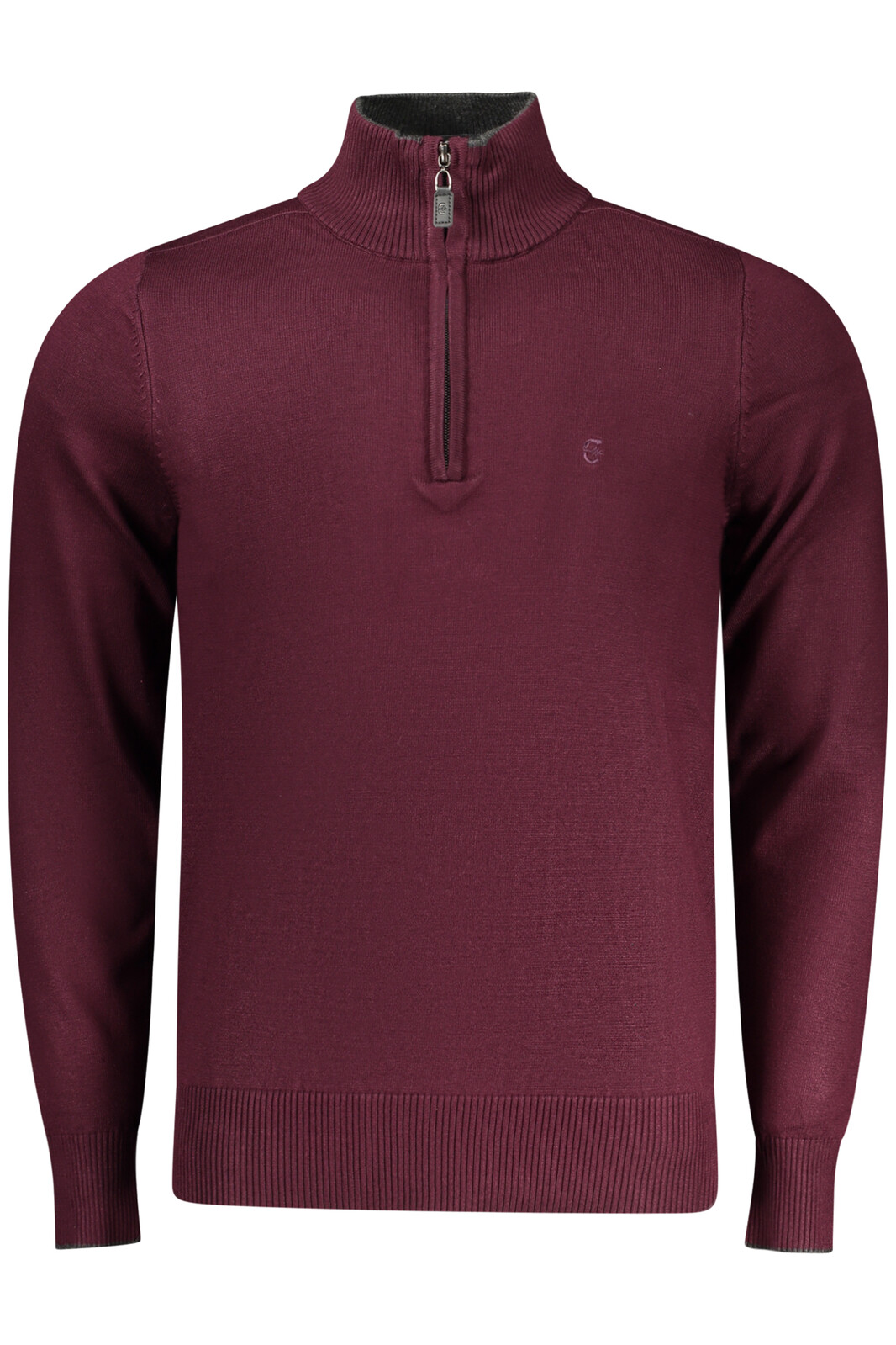 Pánsky červený sveter s polovičným zipsom