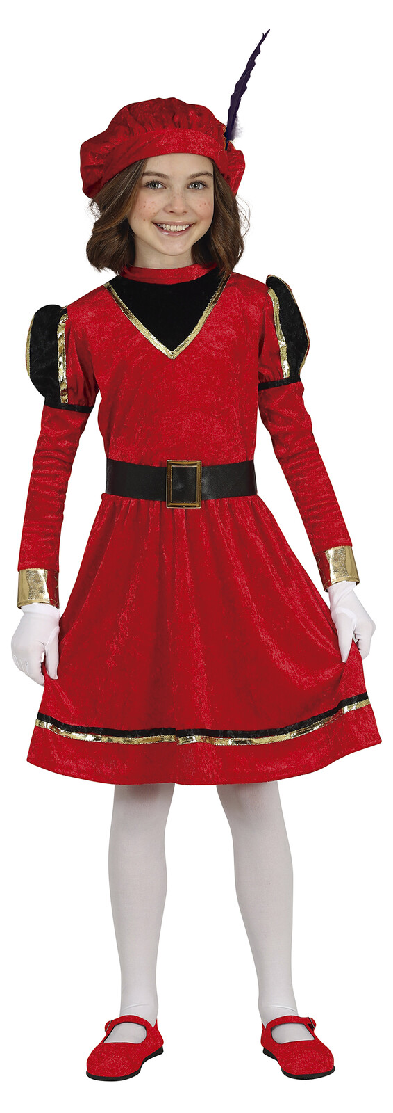 Guirca Detský dievčenský kostým - Červené páža Veľkosť - deti: S: 101-109 cm