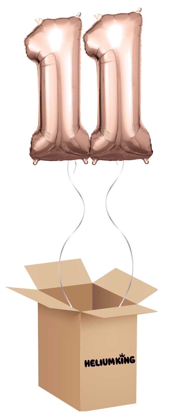 HeliumKing Balónový box - Narodeninové číslo 11 ružovo-zlatý 86 cm