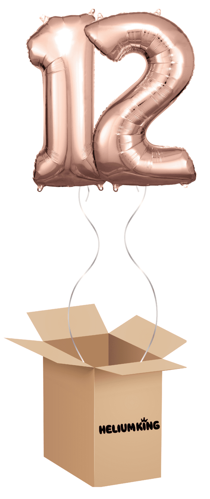 HeliumKing Balónový box - Narodeninové číslo 12 ružovo-zlatý 86 cm