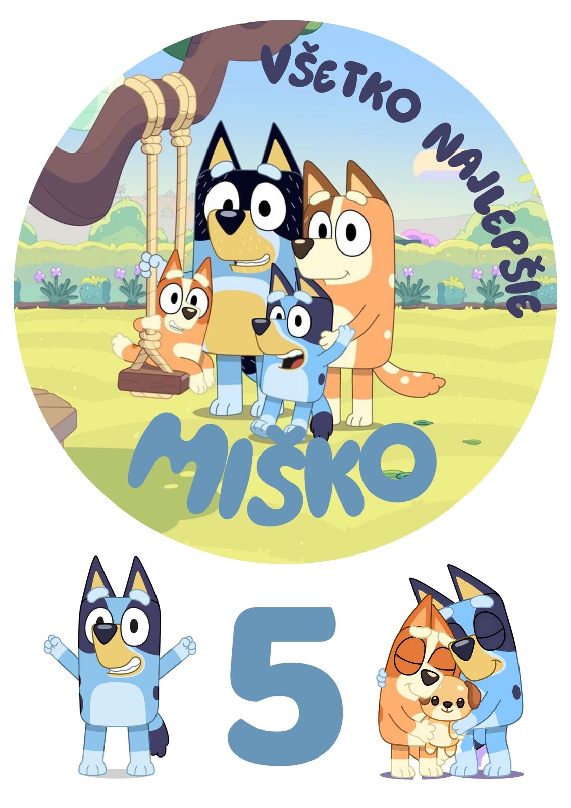 HeliumKing Jedlý personalizovaný obrázok na tortu - Bluey Veľkostť jedlý papier: Fondán 0,5 mm