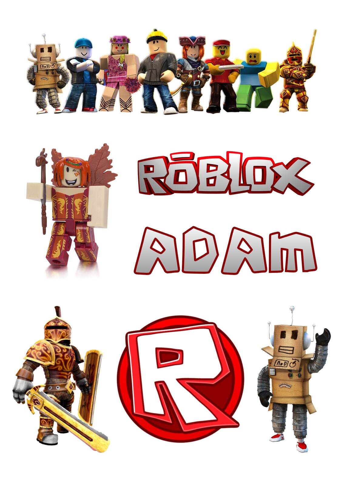 HeliumKing Jedlé personalizované obrázky - Roblox Veľkostť jedlý papier: Fondán 0,5 mm