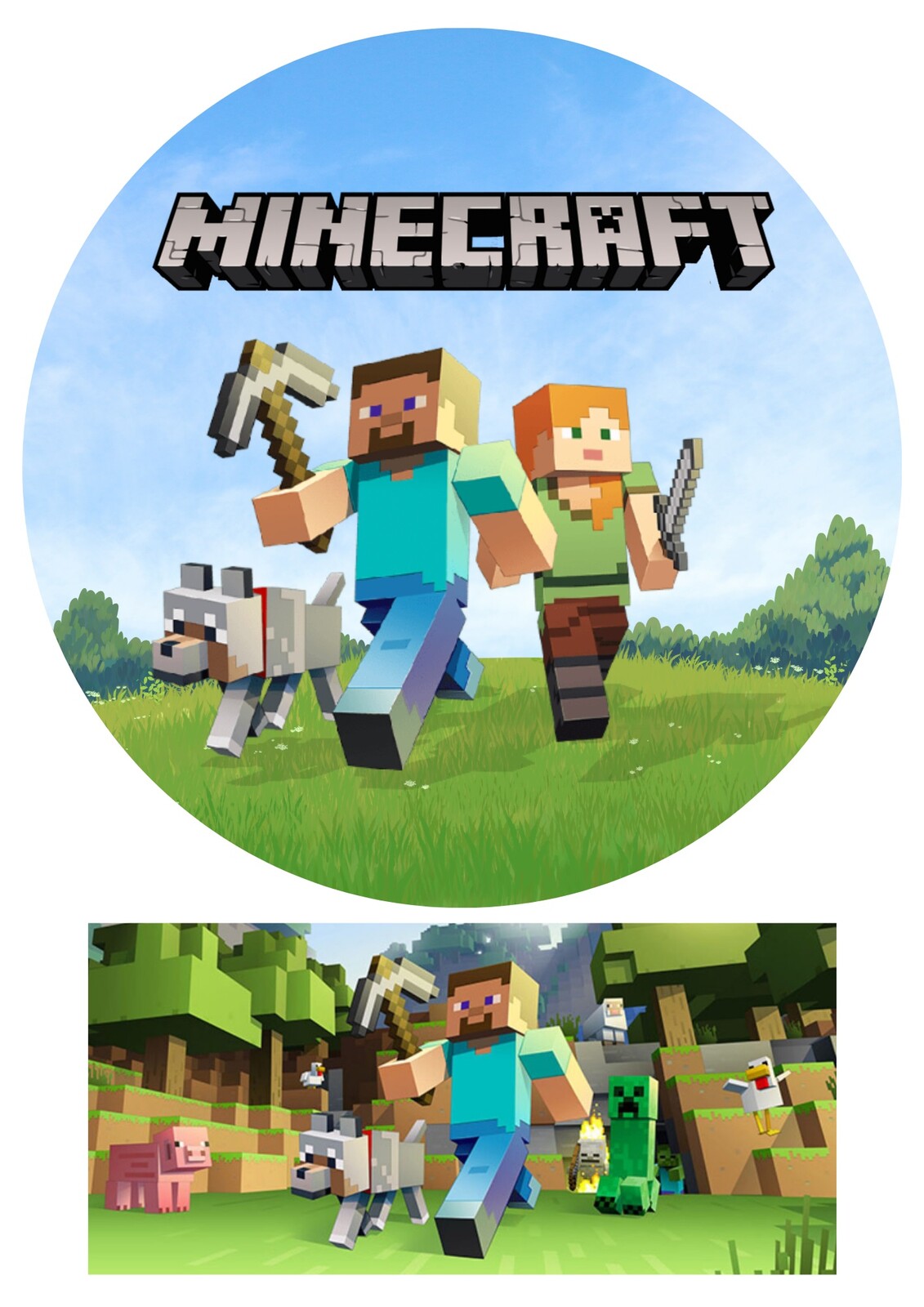 HeliumKing Jedlý obrázok na tortu - Minecraft Veľkostť jedlý papier: Fondán 0,5 mm