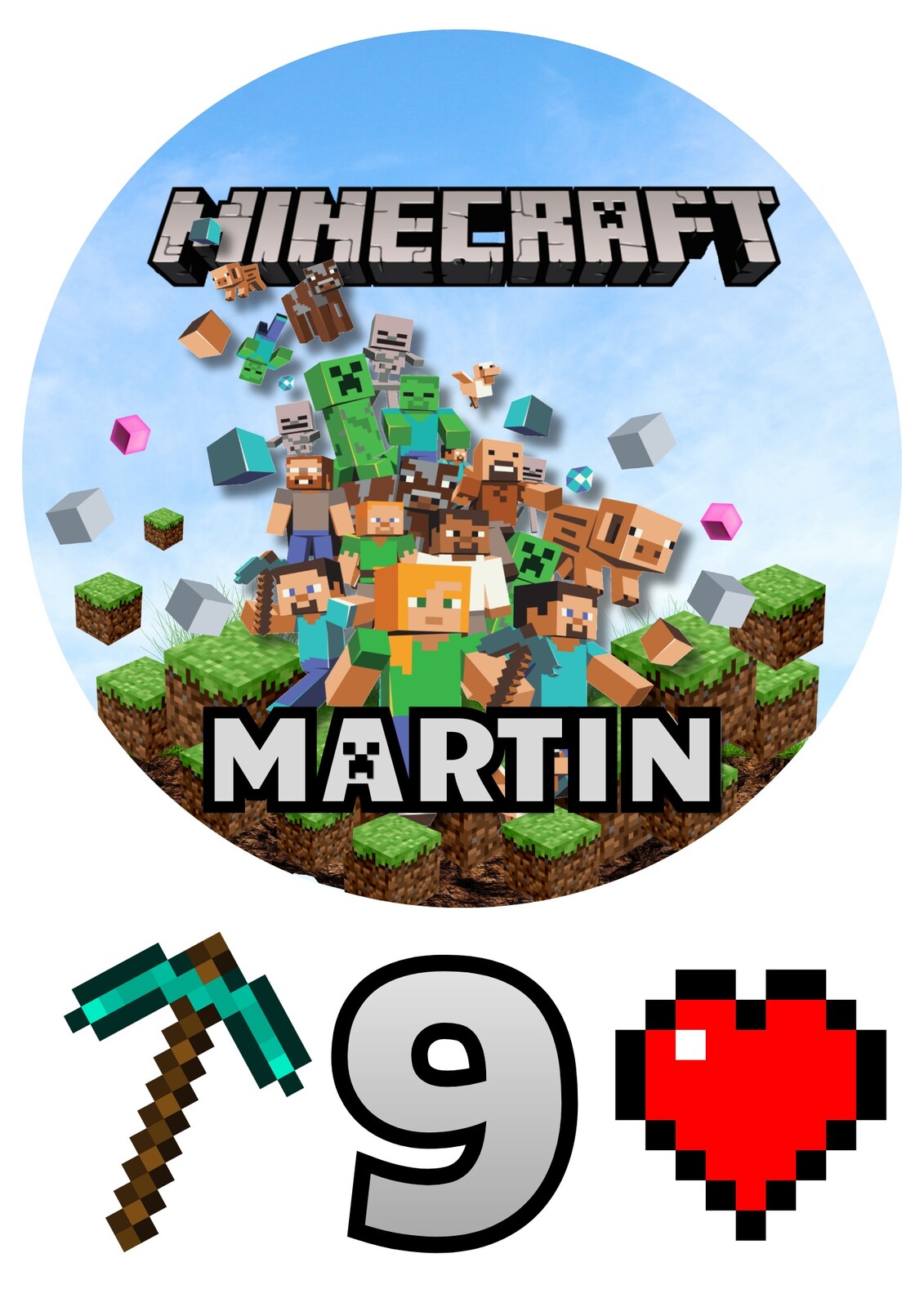 HeliumKing Jedlý personalizovaný obrázok na tortu - Minecraft Veľkostť jedlý papier: Fondán 0,5 mm