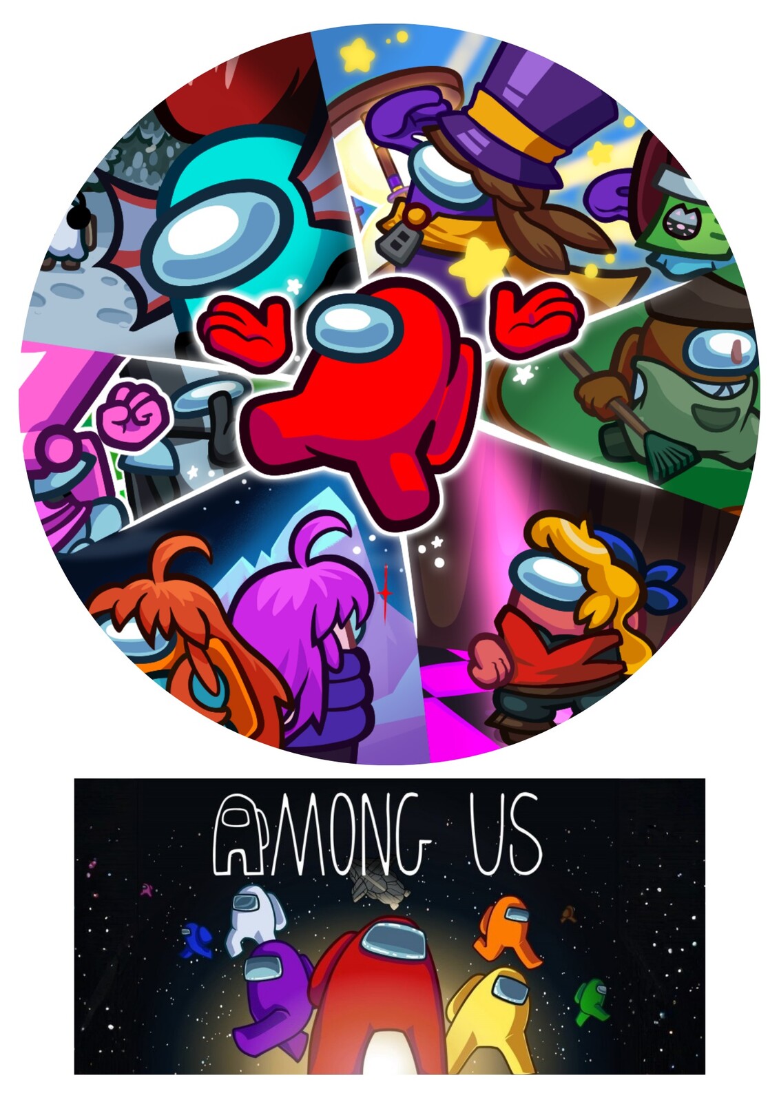 HeliumKing Jedlý obrázok na tortu - Among Us Veľkostť jedlý papier: Fondán 0,5 mm