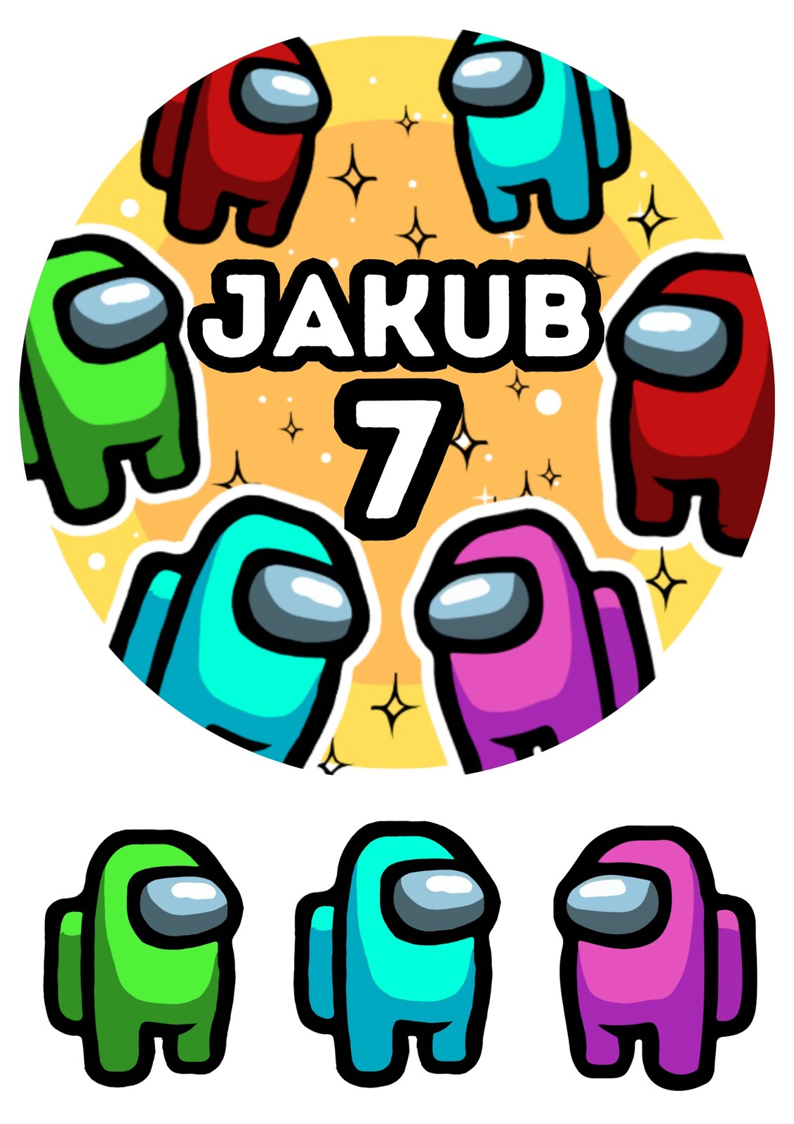 HeliumKing Jedlý personalizovaný obrázok na tortu - Among Us Veľkostť jedlý papier: Fondán 0,5 mm