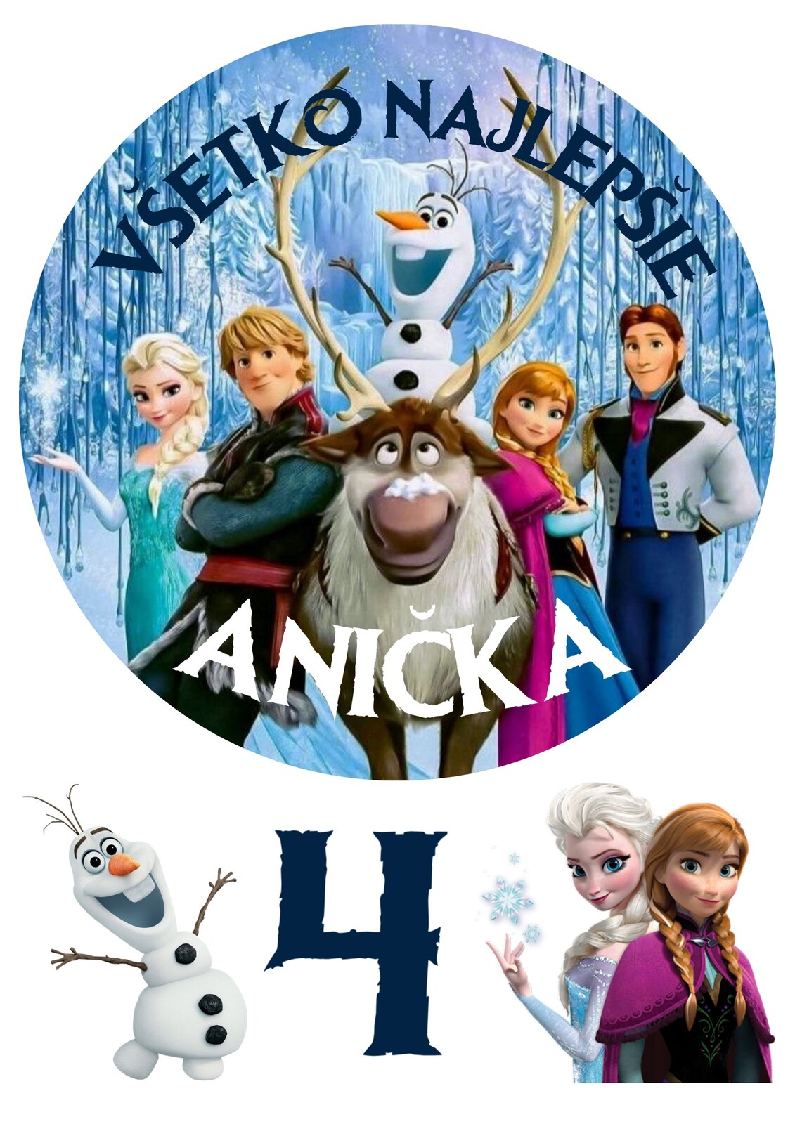 HeliumKing Jedlý personalizovaný obrázok na tortu - Frozen Veľkostť jedlý papier: Fondán 0,5 mm