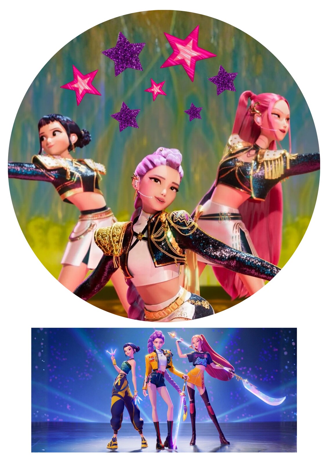 HeliumKing Jedlý obrázok na tortu - KPop Deamon Hunters Veľkostť jedlý papier: Fondán 0,5 mm