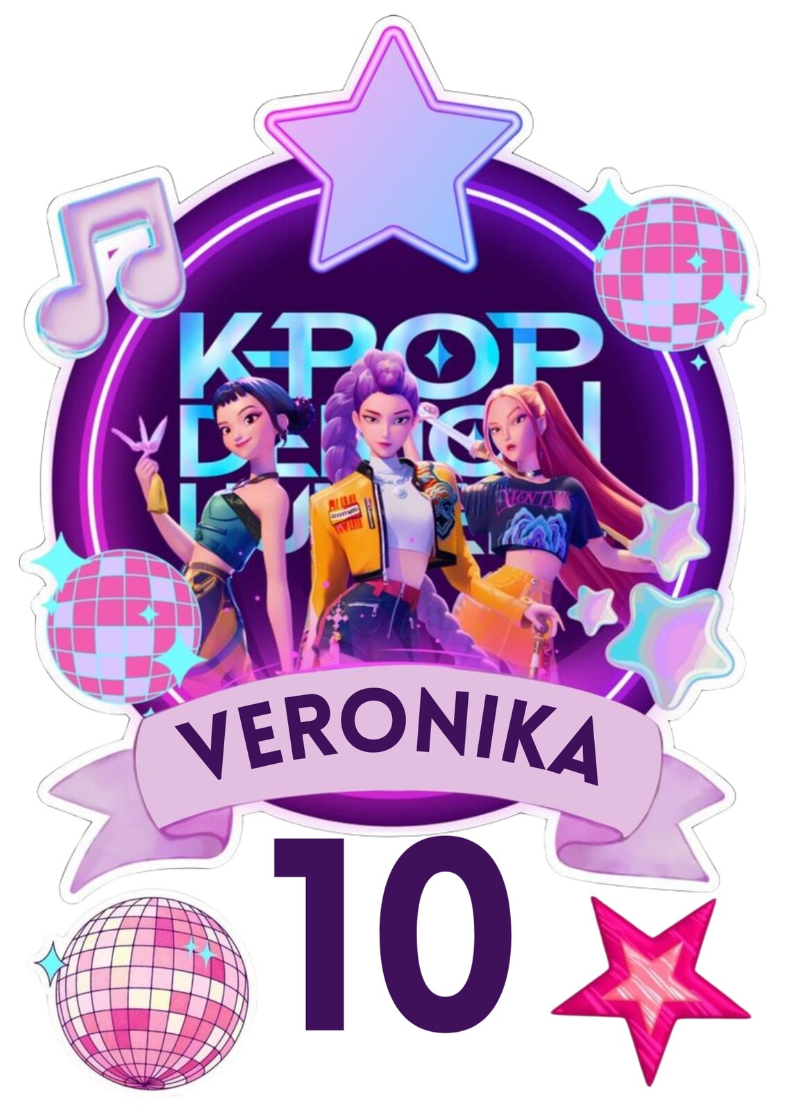 HeliumKing Jedlý personalizovaný obrázok na tortu - KPop Deamon Hunters Veľkostť jedlý papier: Fondán 0,5 mm