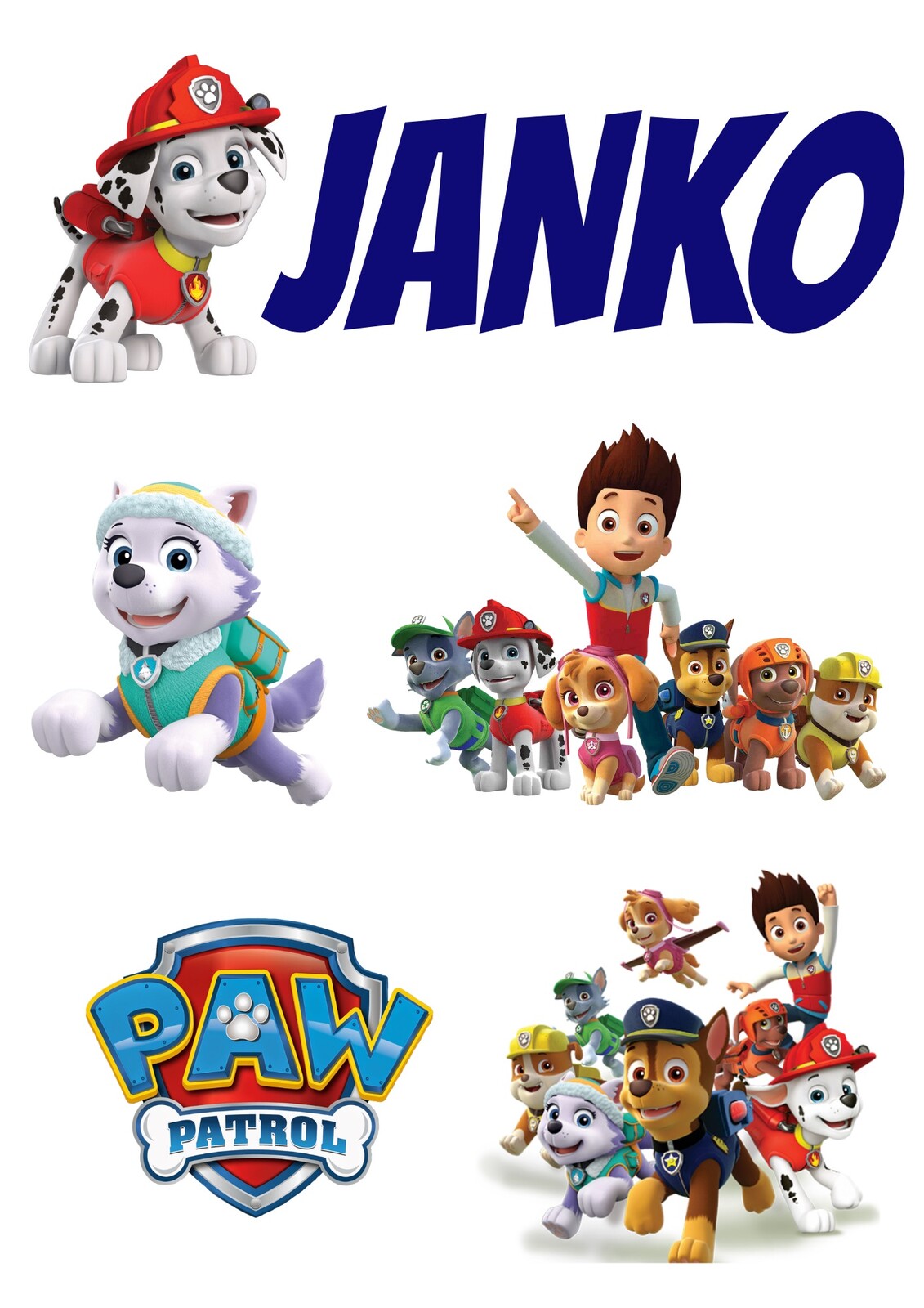 HeliumKing Jedlé personalizované obrázky - Paw Patrol Veľkostť jedlý papier: Fondán 0,5 mm