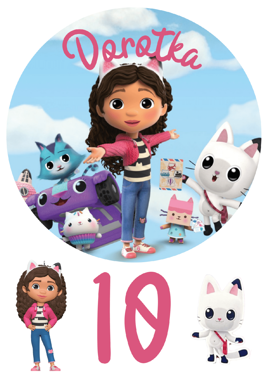 HeliumKing Jedlý personalizovaný obrázok na tortu - Gabby's Dollhouse Veľkostť jedlý papier: Fondán 0,5 mm