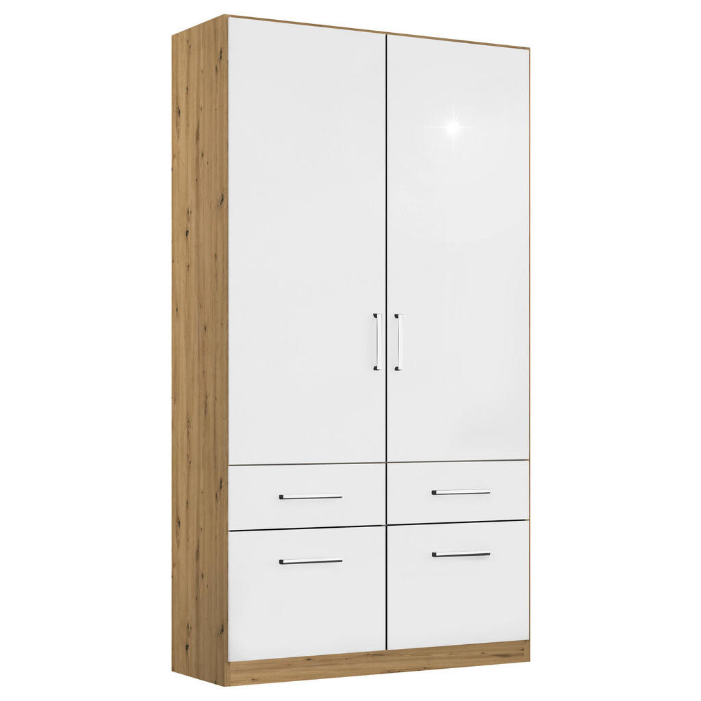 Rauch Möbel SKRIŇA S OTOČNÝMI DVERAMI, dub artisan, biela s vysokým leskom, 91/197/54 cm