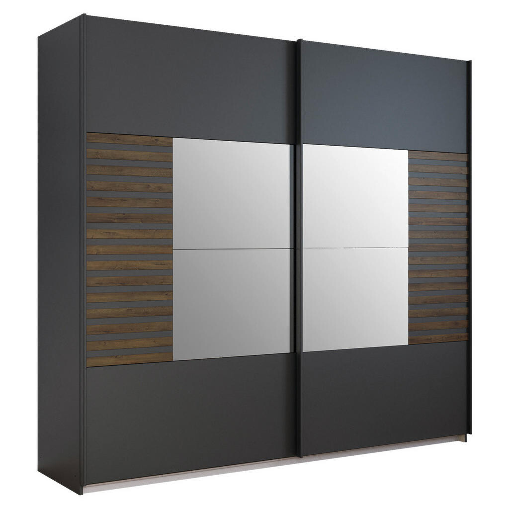 Rauch Möbel ŠAT. SKRIŇA S POSUV. DVERAMI, tmavosivá, tmavý dub, 226/210/62 cm