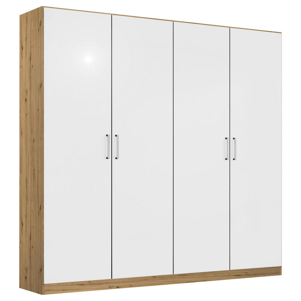 Rauch Möbel SKRIŇA S OTOČNÝMI DVERAMI, dub artisan, biela s vysokým leskom, 181/197/54 cm