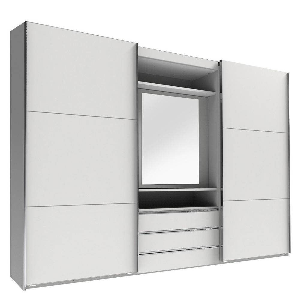 MID.YOU ŠAT. SKRIŇA S POSUV. DVERAMI, strieborná, biela, 300/216/65 cm