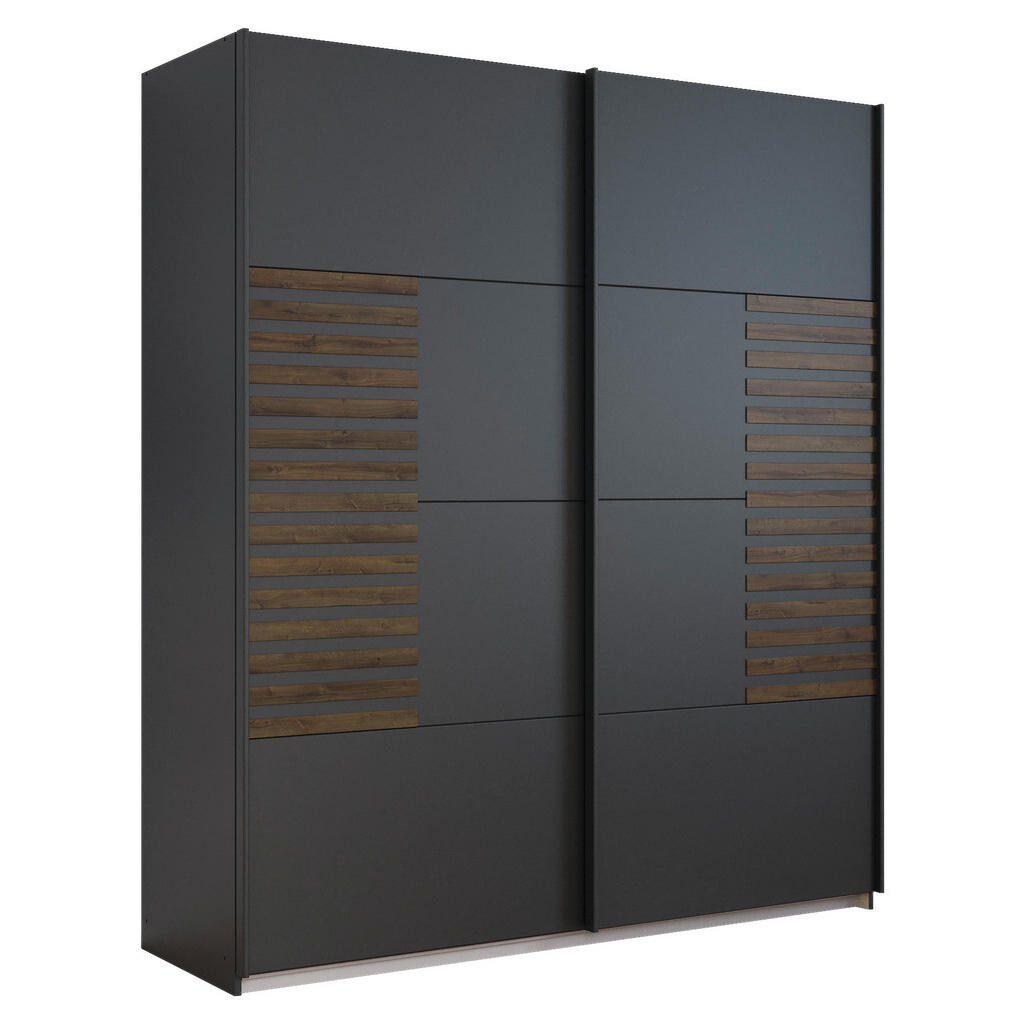 Rauch Möbel ŠAT. SKRIŇA S POSUV. DVERAMI, tmavosivá, tmavý dub, 181/210/62 cm