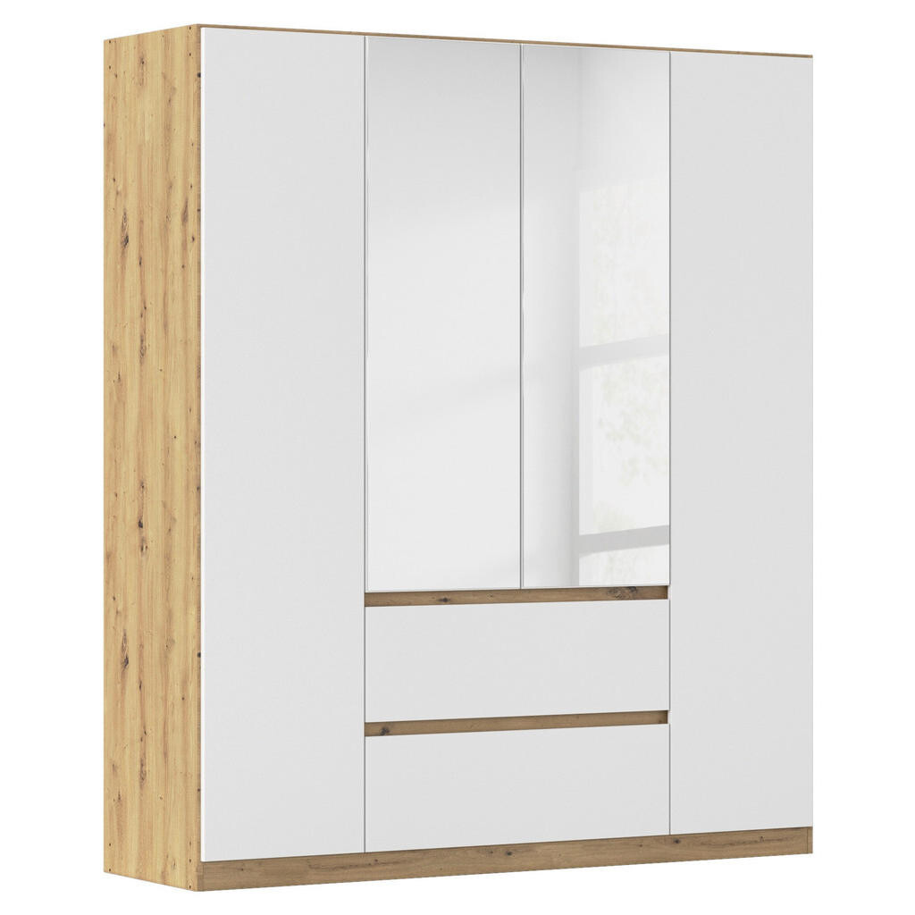 Rauch Möbel SKRIŇA S OTOČNÝMI DVERAMI, strieborná, biela, dub artisan, 181/210/54 cm