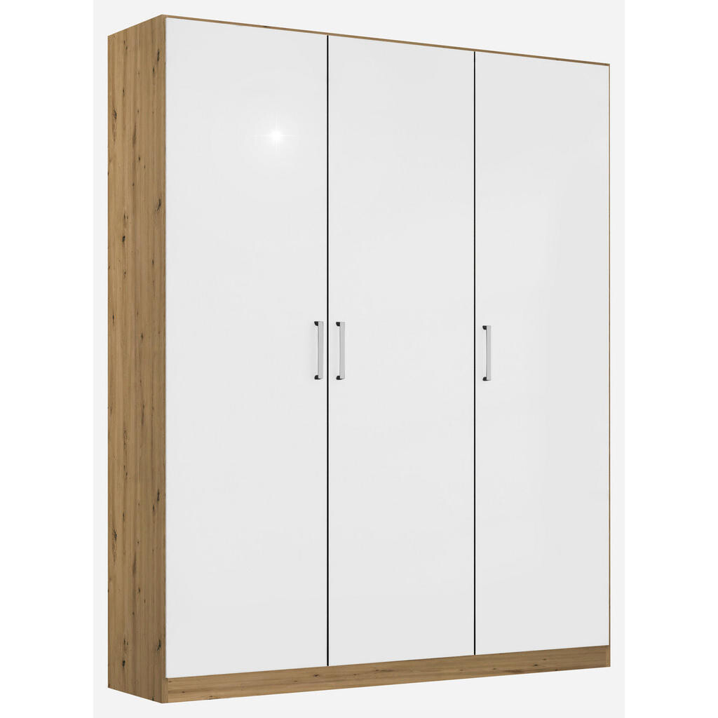 Rauch Möbel SKRIŇA S OTOČNÝMI DVERAMI, dub artisan, biela s vysokým leskom, 136/197/54 cm