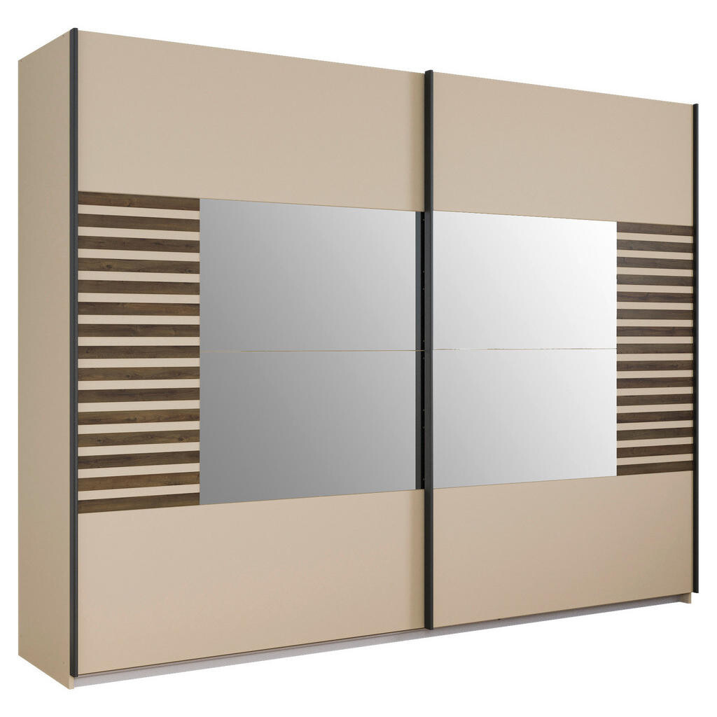 Rauch Möbel ŠAT. SKRIŇA S POSUV. DVERAMI, šampanská, tmavý dub, 271/210/62 cm