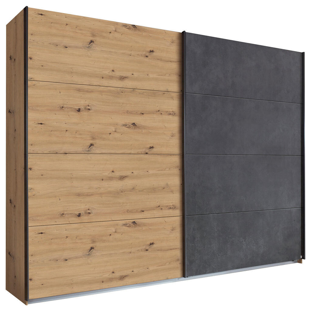 Rauch Möbel ŠAT. SKRIŇA S POSUV. DVERAMI, antracitová, dub artisan, 271/210/62 cm