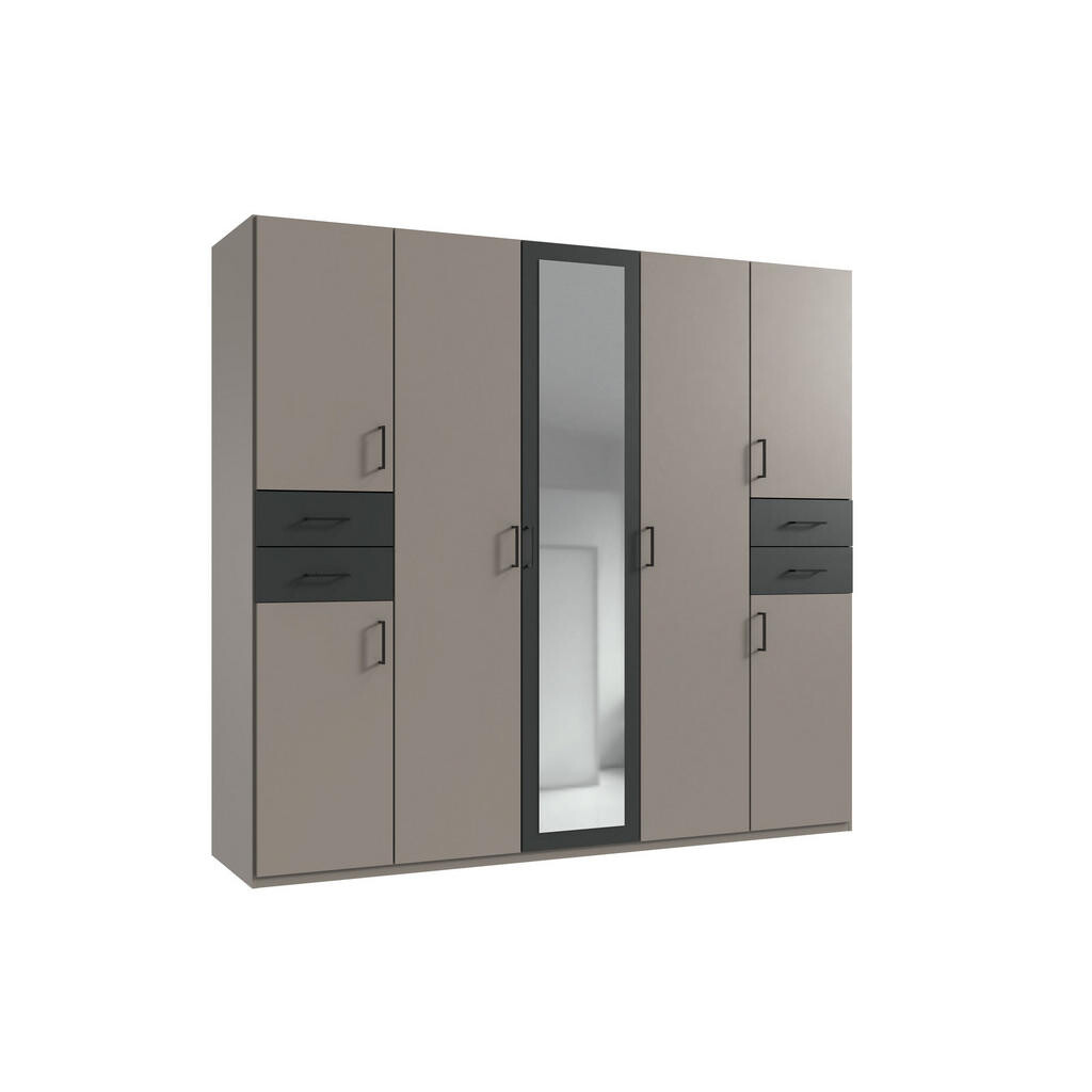 MID.YOU SKRIŇA S OTOČNÝMI DVERAMI, grafitová, sivá, Sahara, 225/208/58 cm