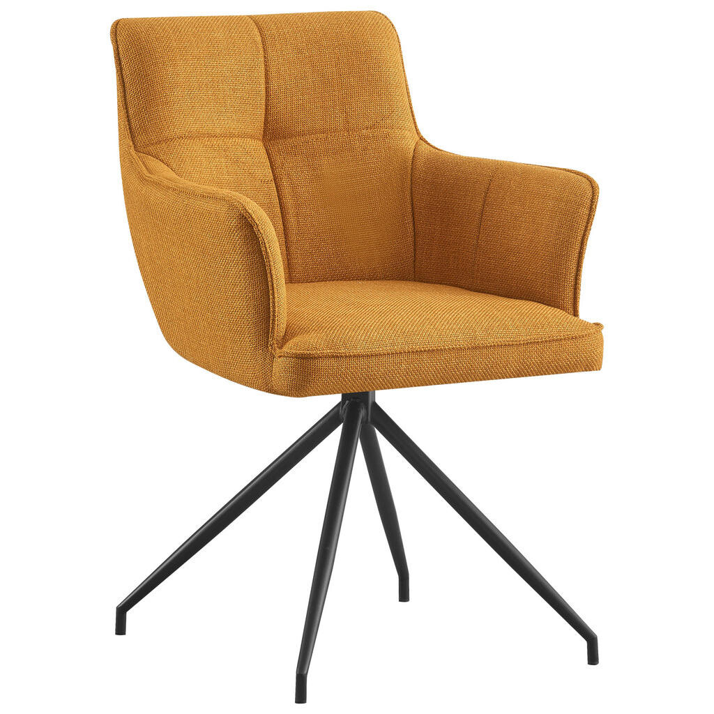 Novel STOLIČKA S PODRÚČKAMI, železo, tkaná textília, čierna, kari žltá