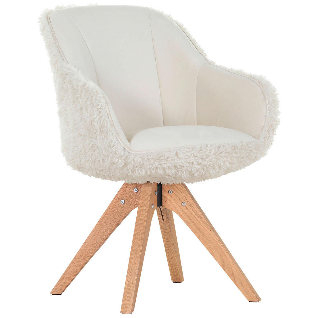 Landscape STOLIČKA S PODRÚČKAMI, vzhľad kože, plyš, krémová, biela