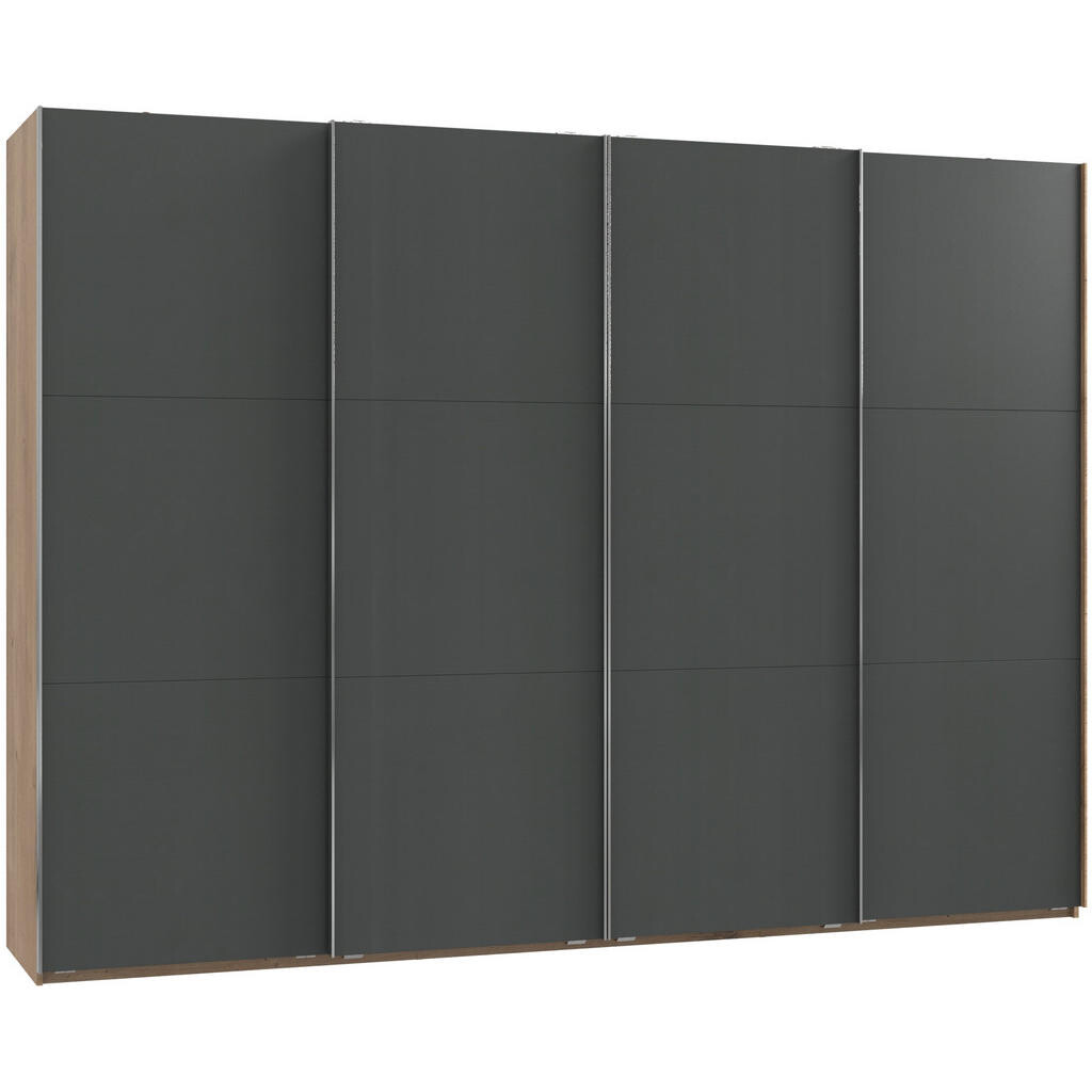 MID.YOU ŠAT. SKRIŇA S POSUV. DVERAMI, grafitová, farba duba, 300/216,5/65 cm