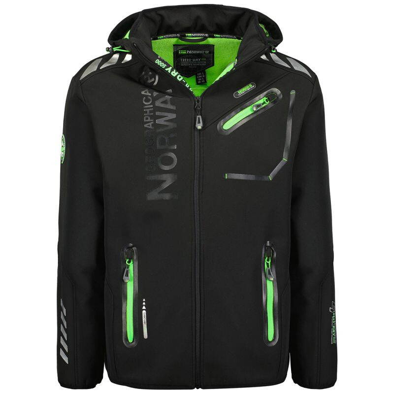 Geographical Norway pánska softshellová bunda ROYAUTE BLACK / GREEN DB MEN 068 BLACK / GREEN (WY8026H/GN-NOIR / VERT) L