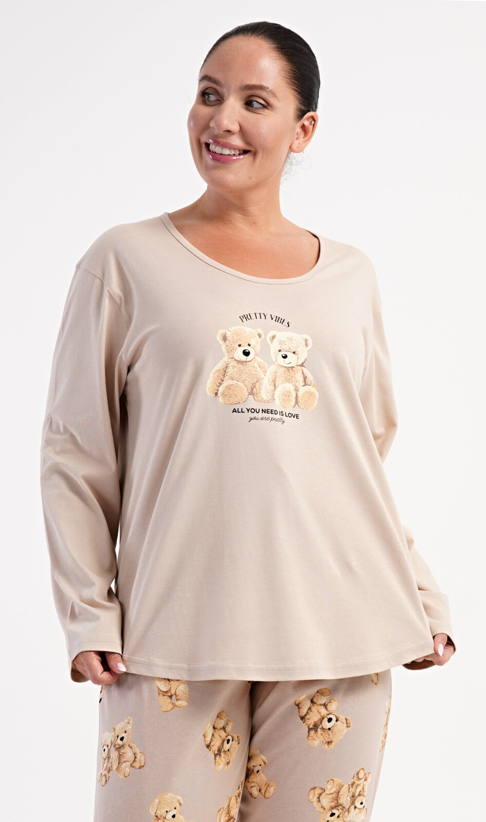 Dámske dlhé pyžamo Bears béžová 2XL