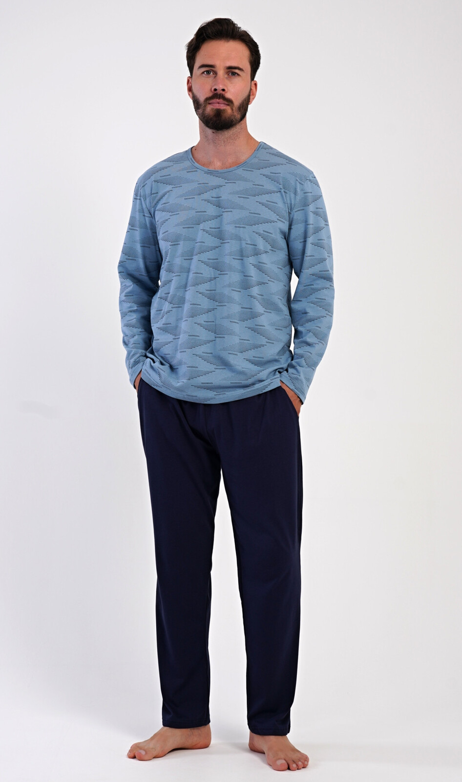 Pánske dlhé pyžamo Arnost modrošedá L
