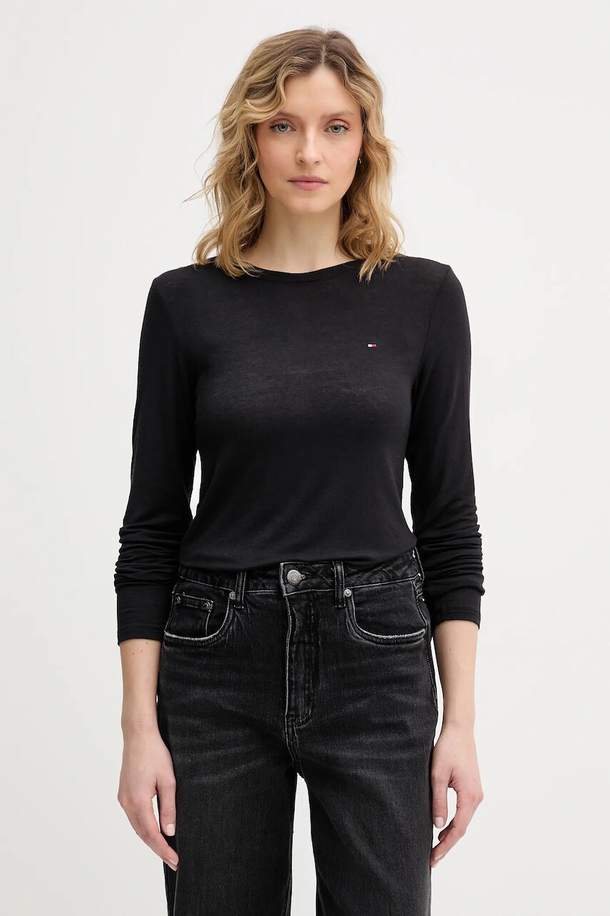 Tričko s dlhým rukávom s prímesou kašmíru Tommy Hilfiger