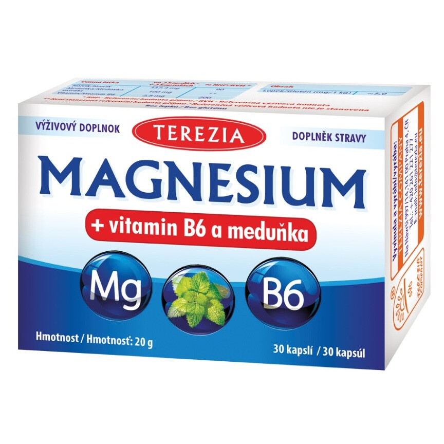 TEREZIA Magnesium + vitamín B6 a medovka 30 kapsúl, poškodený obal