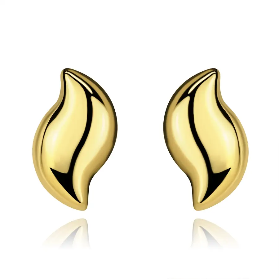 Zlaté náušnice 9K v tvare oblej vlnky s lesklým povrchom