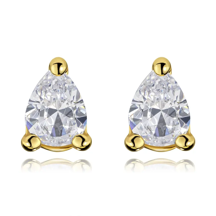 Náušnice 9K žlté zlato so zirkónom v tvare kvapky