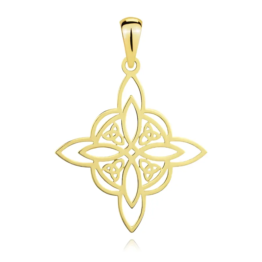 Zlatý prívesok 9K s keltským uzlom a dvojitým krížom