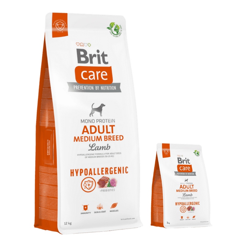 Brit Care Dog Hypoallergenic Adult Medium Breed 12 kg + 3 kg ZADARMO