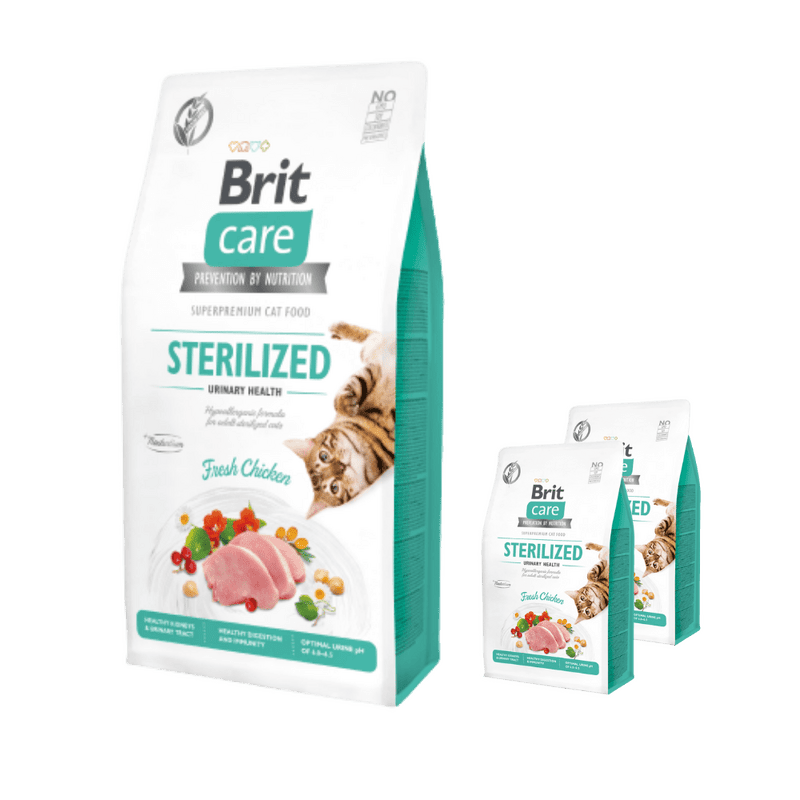 Brit Care Cat Grain-Free Sterilized Urinary Health 7 kg + 800 g ZADARMO