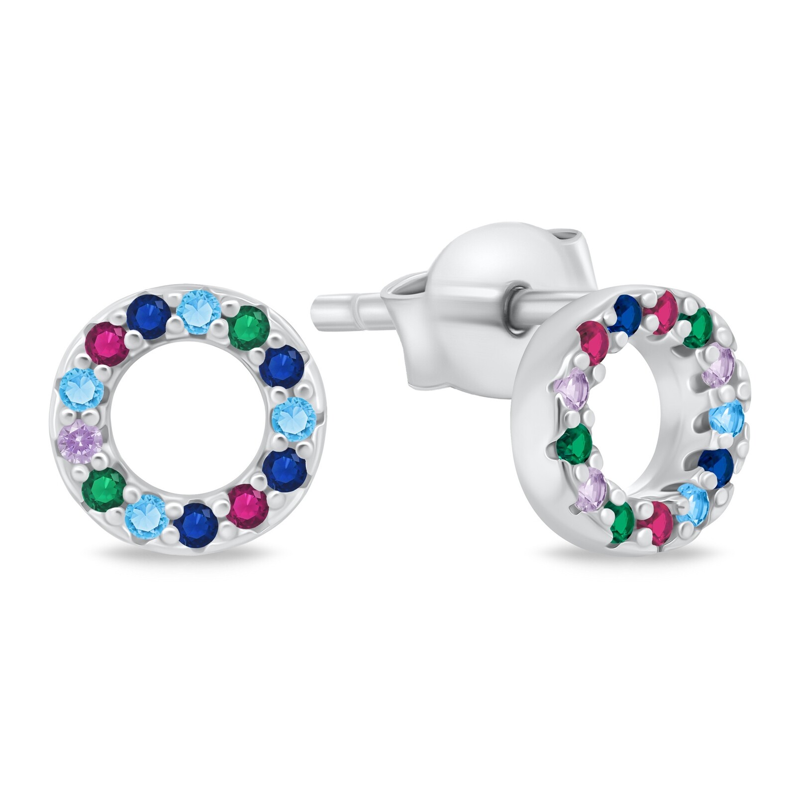 Brilio Silver Blyštivé strieborné náušnice kruhy EA102WRBW