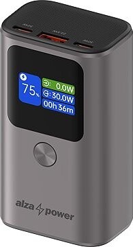 AlzaPower Vision 10000 mAh Power Delivery (30 W) strieborná