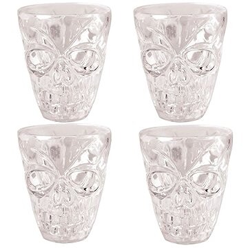 GUIRCA Transparentný panák s lebkou – Halloween 5 cm – 4 ks